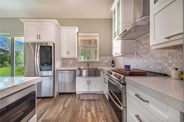 Interior, Kitchen, Stainless Steel Appliances, Wood Texture Flooring