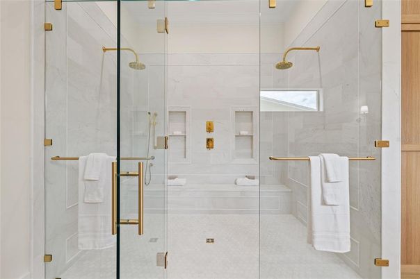 Bathroom, Glass Shower, Interior, Marble Walls