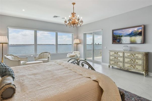 Bedroom, Chandelier, Interior, Marble, Recessed Lighting, Water