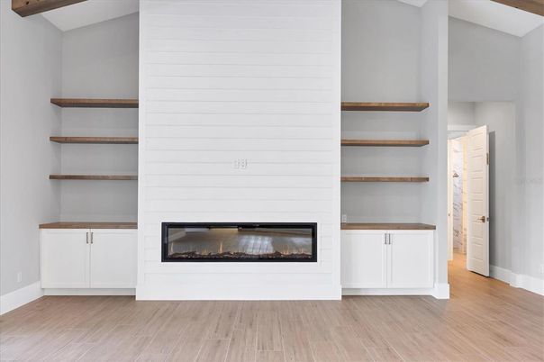 Fireplace, Interior, Wood Texture Flooring