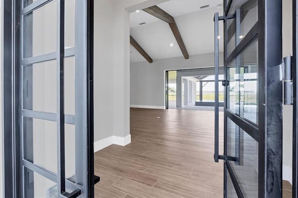 Interior, Recessed Lighting, Wooden Beams, Wood Texture Flooring