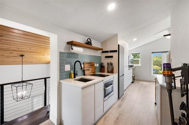 Interior, Kitchen, Pendant Lights, Recessed Lighting, Wooden Ceilings, Wood Texture Flooring