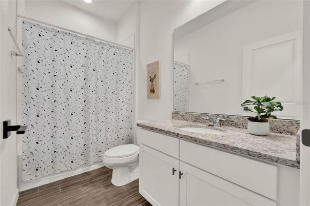 Bathroom, Interior, Recessed Lighting, Wood Texture Flooring
