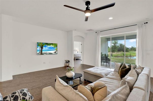 Interior, Living room, Recessed Lighting, Wood Texture Flooring