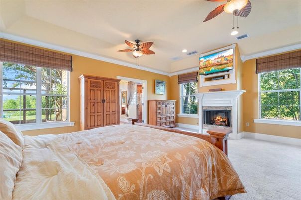 Bedroom, Fireplace, Interior, Recessed Lighting