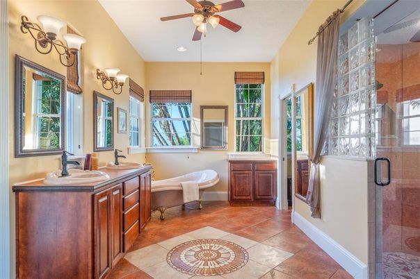Bathroom, Glass Shower, Interior, Recessed Lighting