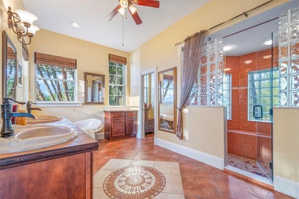 Bathroom, Glass Shower, Interior, Recessed Lighting