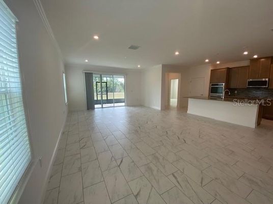 Empty room, Interior, Kitchen, Marble, Recessed Lighting