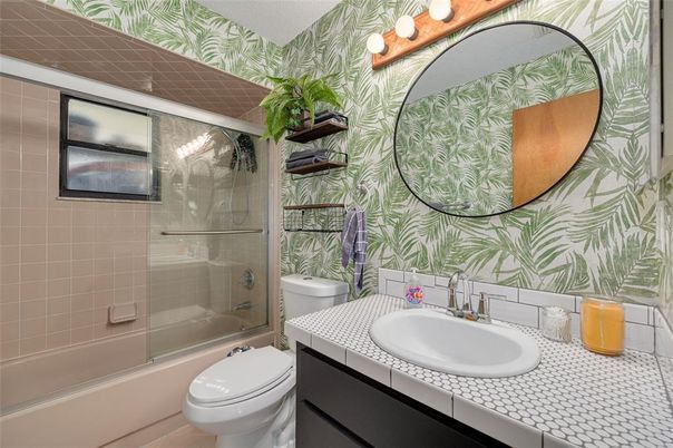 Bathroom, Glass Shower, Interior, Tile Countertops
