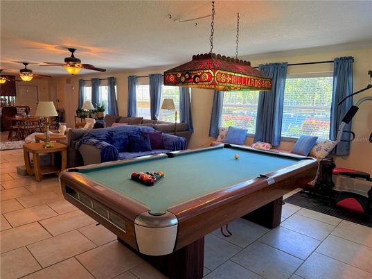 Billiard Table, Game Room, Interior, Pendant Lights