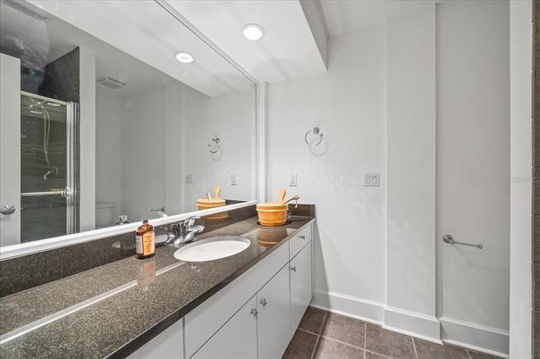Bathroom, Dual Sink Vanities, Glass Shower, Interior, Recessed Lighting