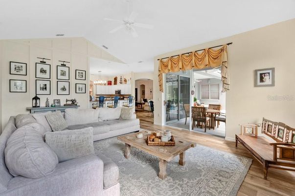 Dining room, Interior, Kitchen, Living room, Pendant Lights, Wood Texture Flooring