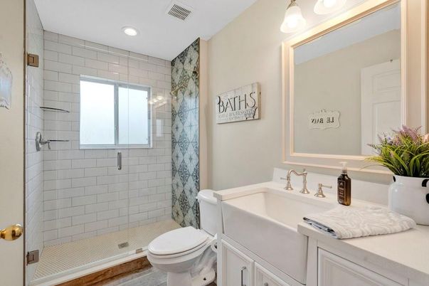Bathroom, Glass Shower, Interior, Recessed Lighting