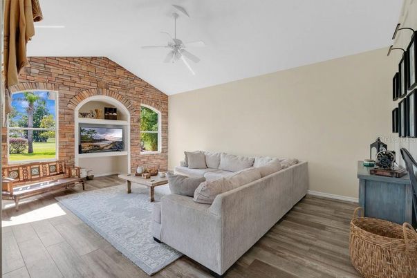 Interior, Living room, Stone Walls, Wood Texture Flooring