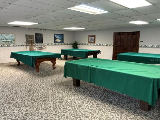 Billiard Table, Game Room, Interior, Recessed Lighting