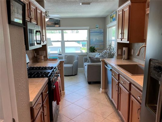 Interior, Kitchen, Living room, Tile Countertops