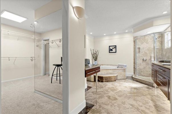 Bathroom, Glass Shower, Interior, Recessed Lighting, Walk-in Closets