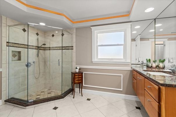 Bathroom, Glass Shower, Interior, Recessed Lighting