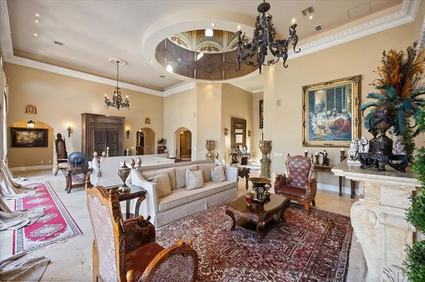 Chandelier, Interior, Living room, Recessed Lighting