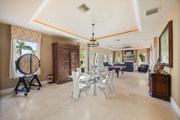 Billiard Table, Dining room, Game Room, Interior, Pendant Lights, Recessed Lighting