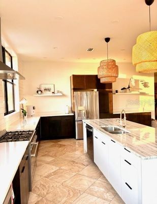 Interior, Kitchen, Pendant Lights, Recessed Lighting, Stainless Steel Appliances