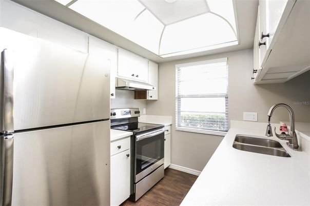 Interior, Kitchen, Stainless Steel Appliances, Wood Texture Flooring