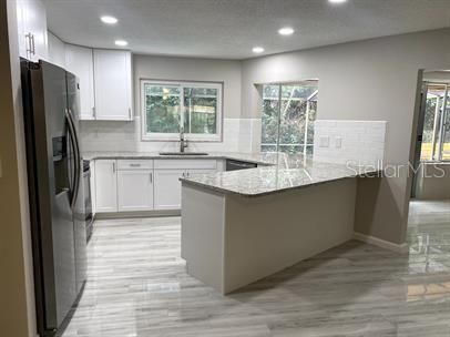 Interior, Kitchen, Recessed Lighting, Wood Texture Flooring