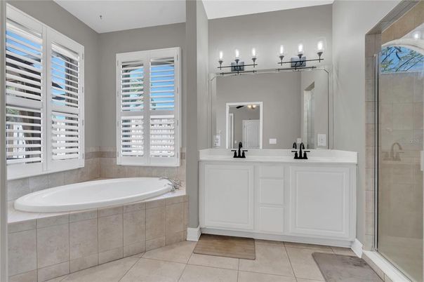 Bathroom, Dual Sink Vanities, Glass Shower, Interior