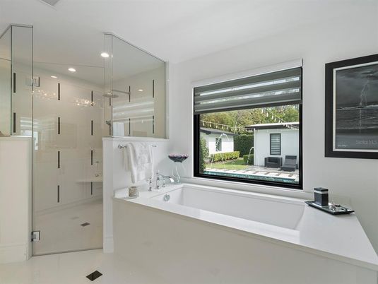 Bathroom, Glass Shower, Interior, Recessed Lighting