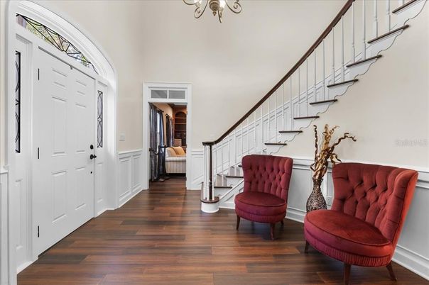 Chandelier, Interior, Wood Texture Flooring