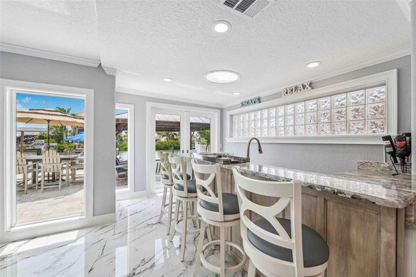Dining room, Interior, Marble, Recessed Lighting