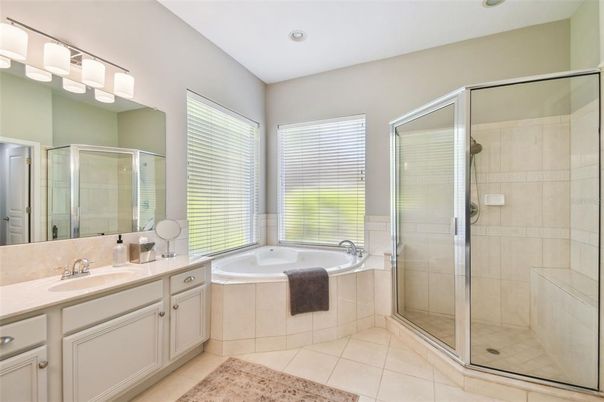 Bathroom, Dual Sink Vanities, Glass Shower, Interior, Recessed Lighting