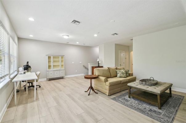 Home Office, Interior, Recessed Lighting, Wood Texture Flooring