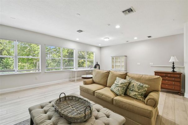 Interior, Living room, Recessed Lighting, Wood Texture Flooring