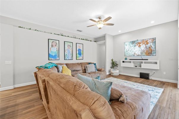 Interior, Living room, Recessed Lighting, Wood Texture Flooring