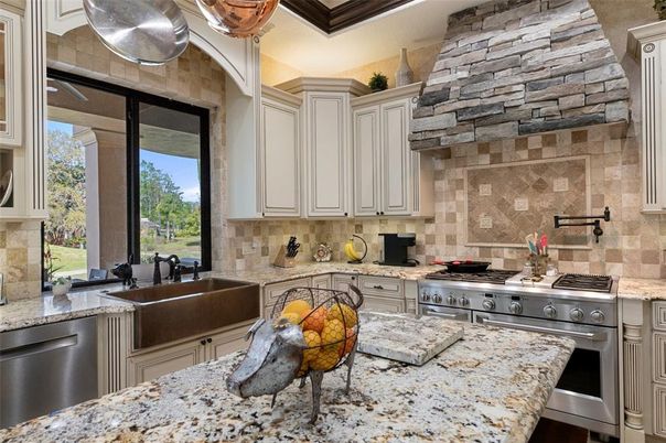 Interior, Kitchen, Stainless Steel Appliances, Stone Walls