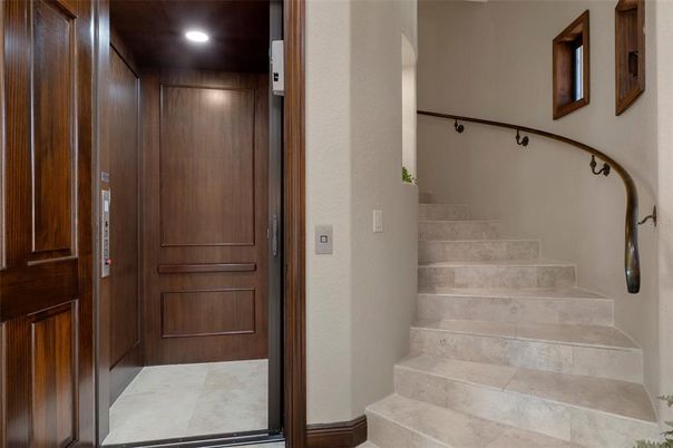 Elevator, Interior, Recessed Lighting, Wooden Walls