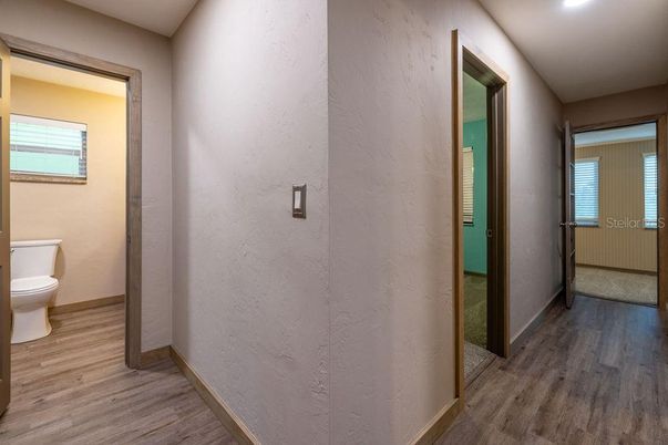 Bathroom, Interior, Recessed Lighting, Wood Texture Flooring