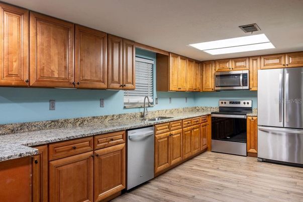 Interior, Kitchen, Stainless Steel Appliances, Wood Texture Flooring