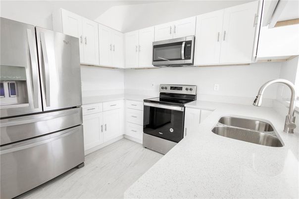 Interior, Kitchen, Stainless Steel Appliances, Wood Texture Flooring