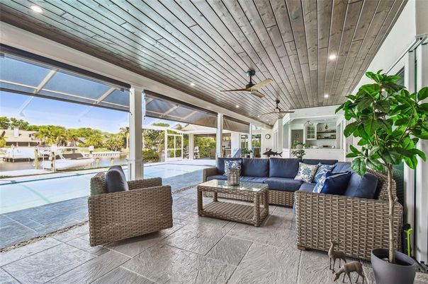 Interior, Living room, Pool, Recessed Lighting, Sun Room