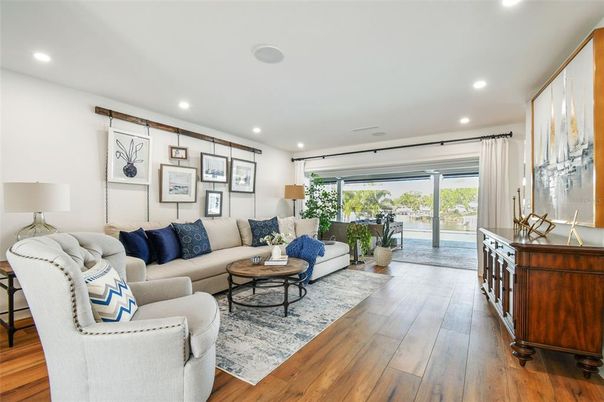 Interior, Living room, Recessed Lighting, Wood Texture Flooring