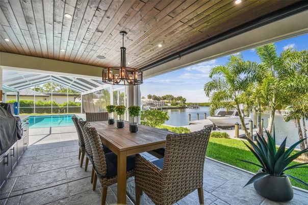 Dining room, Glass Ceilings, Interior, Pool, Sun Room, Water, Wooden Ceilings