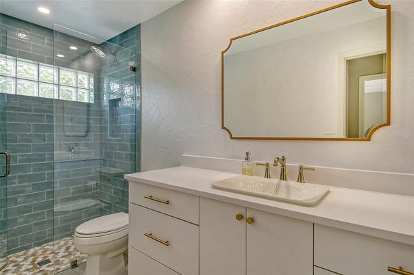 Bathroom, Glass Shower, Interior, Recessed Lighting