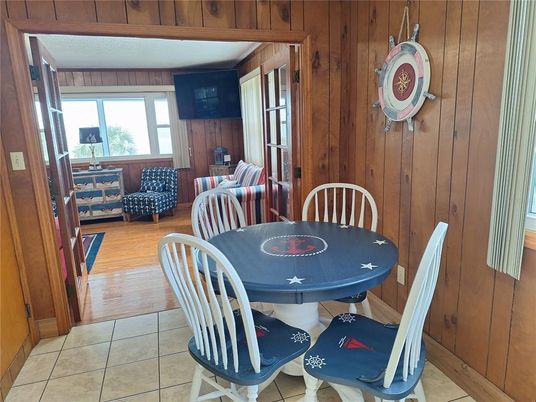 Dining room, Interior, Wood Texture Flooring, Wooden Walls
