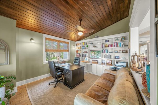 Home Office, Interior, Wooden Ceilings, Wood Texture Flooring