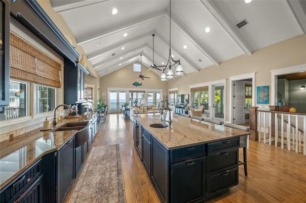 Interior, Kitchen, Pendant Lights, Recessed Lighting, Wood Texture Flooring