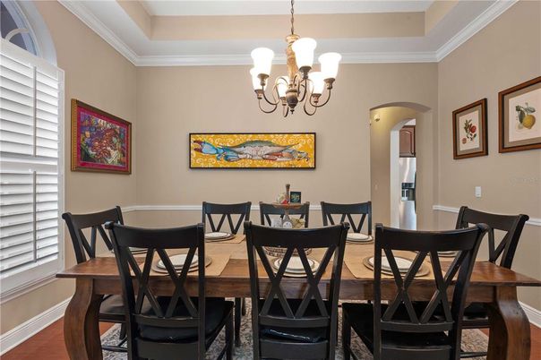 Chandelier, Dining room, Interior, Wood Texture Flooring