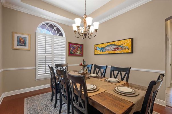 Chandelier, Dining room, Interior, Wood Texture Flooring