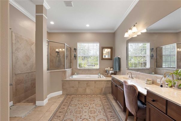 Bathroom, Dual Sink Vanities, Glass Shower, Interior, Recessed Lighting